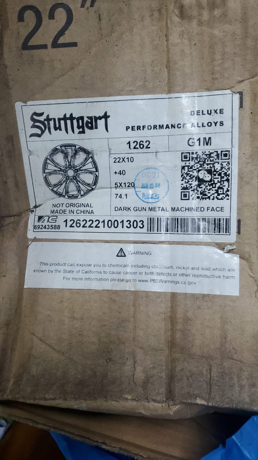 WHEELS  STYLE STUTTGART 1166 G22X10 5X120 DARK GUN METAL MACHINED FACE