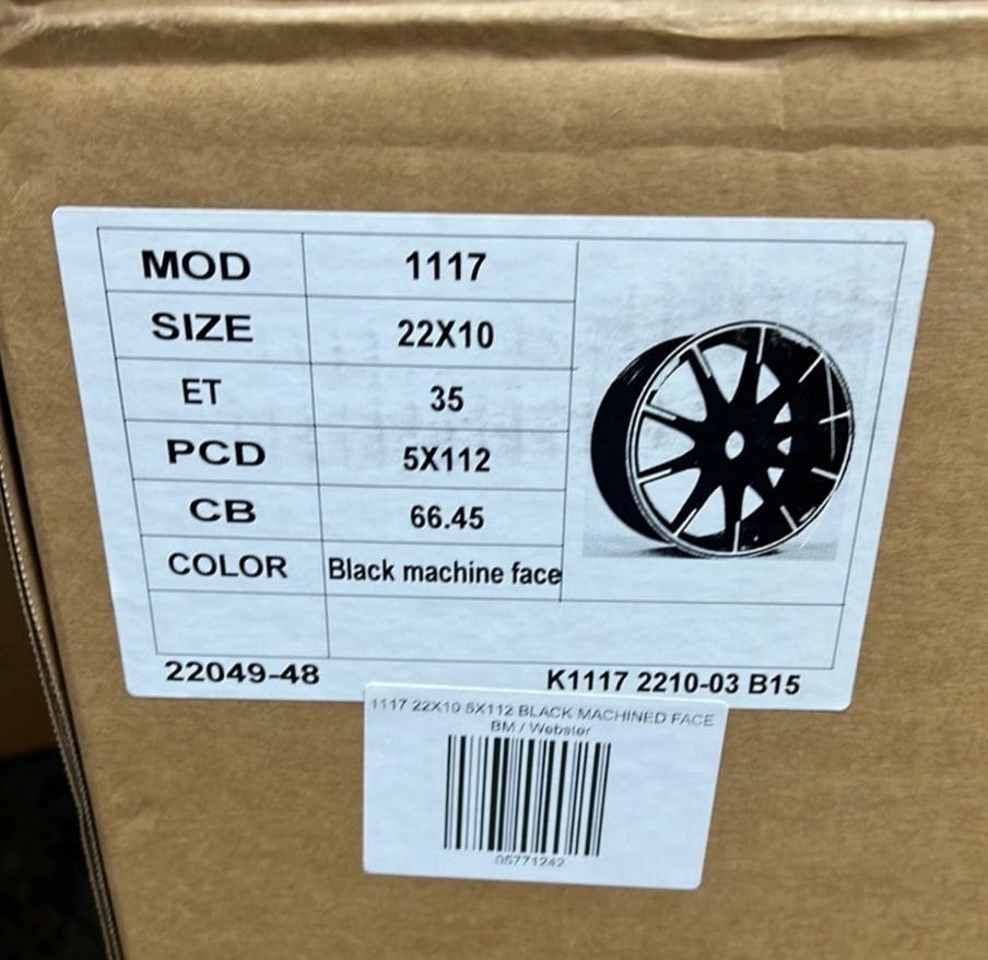 WHEELS 1117 22X10 5X112 BLACK MACHINED FACE