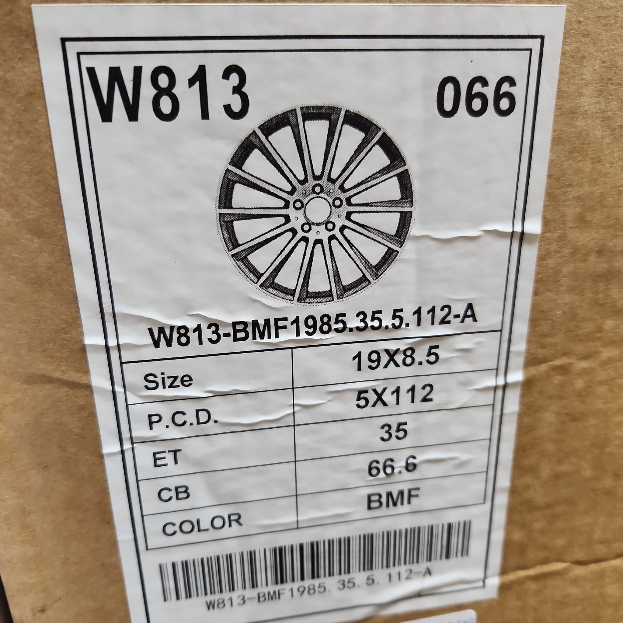 W813 19x8.5 5x112 BLACK MACHINED FACE