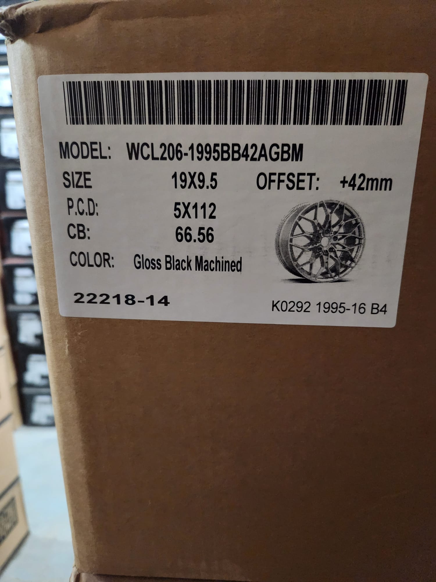 WCL206 WHEELS 19x9.5 5x112 GLOSS BLACK MACHINED FACE
