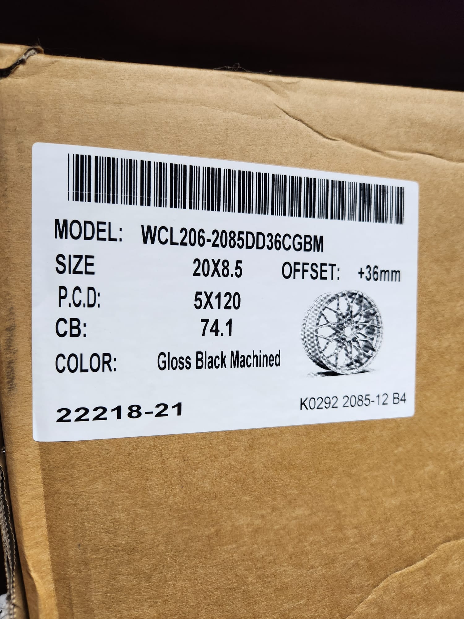 WCL206 WHEELS 20x8.5 5x120 GLOSS BLACK MACHINED FACE