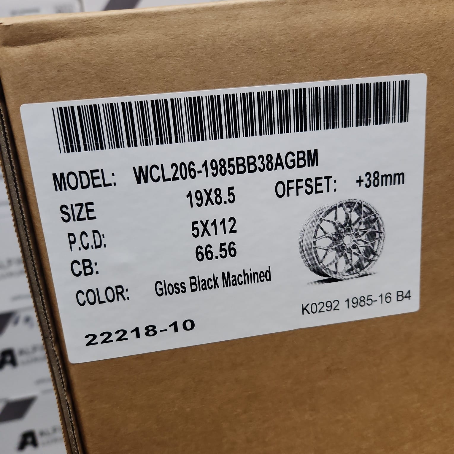 WCL206 WHEELS 19x8.5 5x112 GLOSS BLACK MACHINED FACE