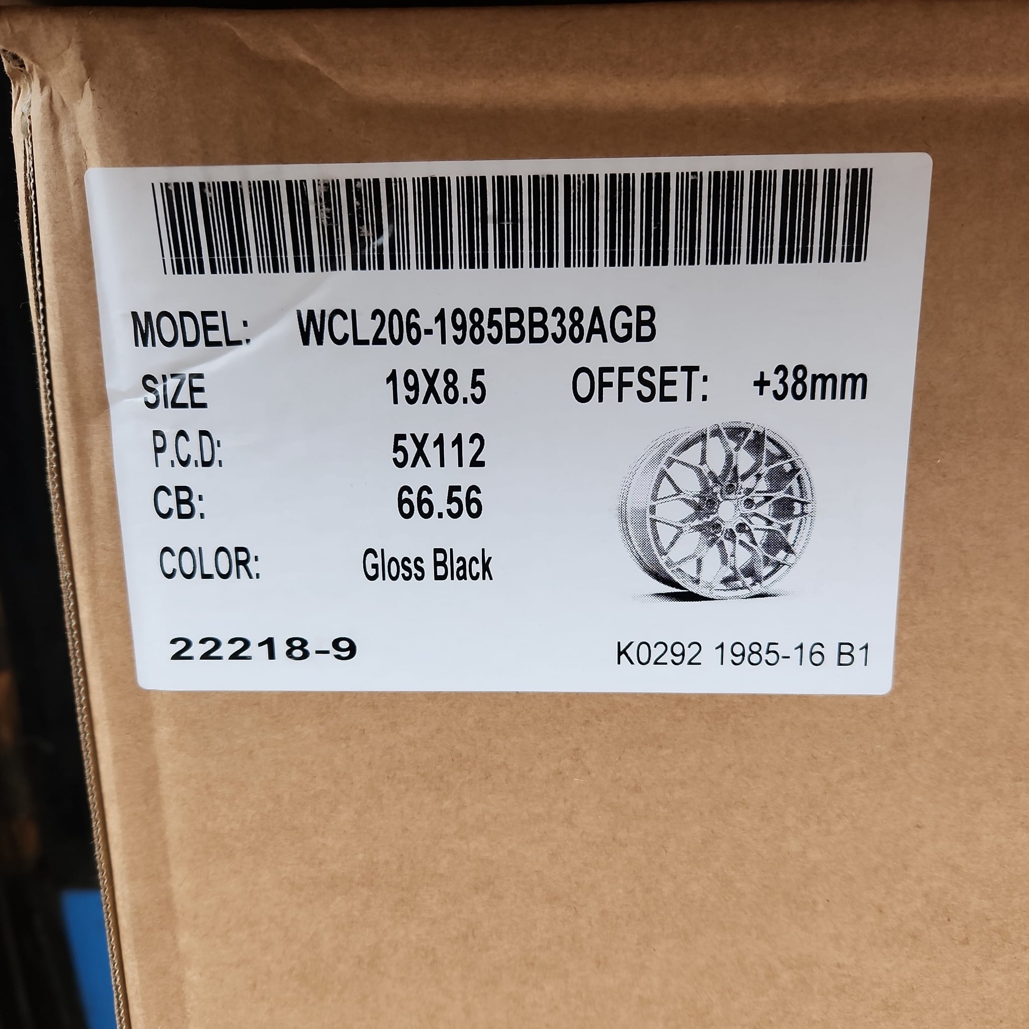 WCL206 WHEELS 19x8.5 5x112 GLOSS BLACK