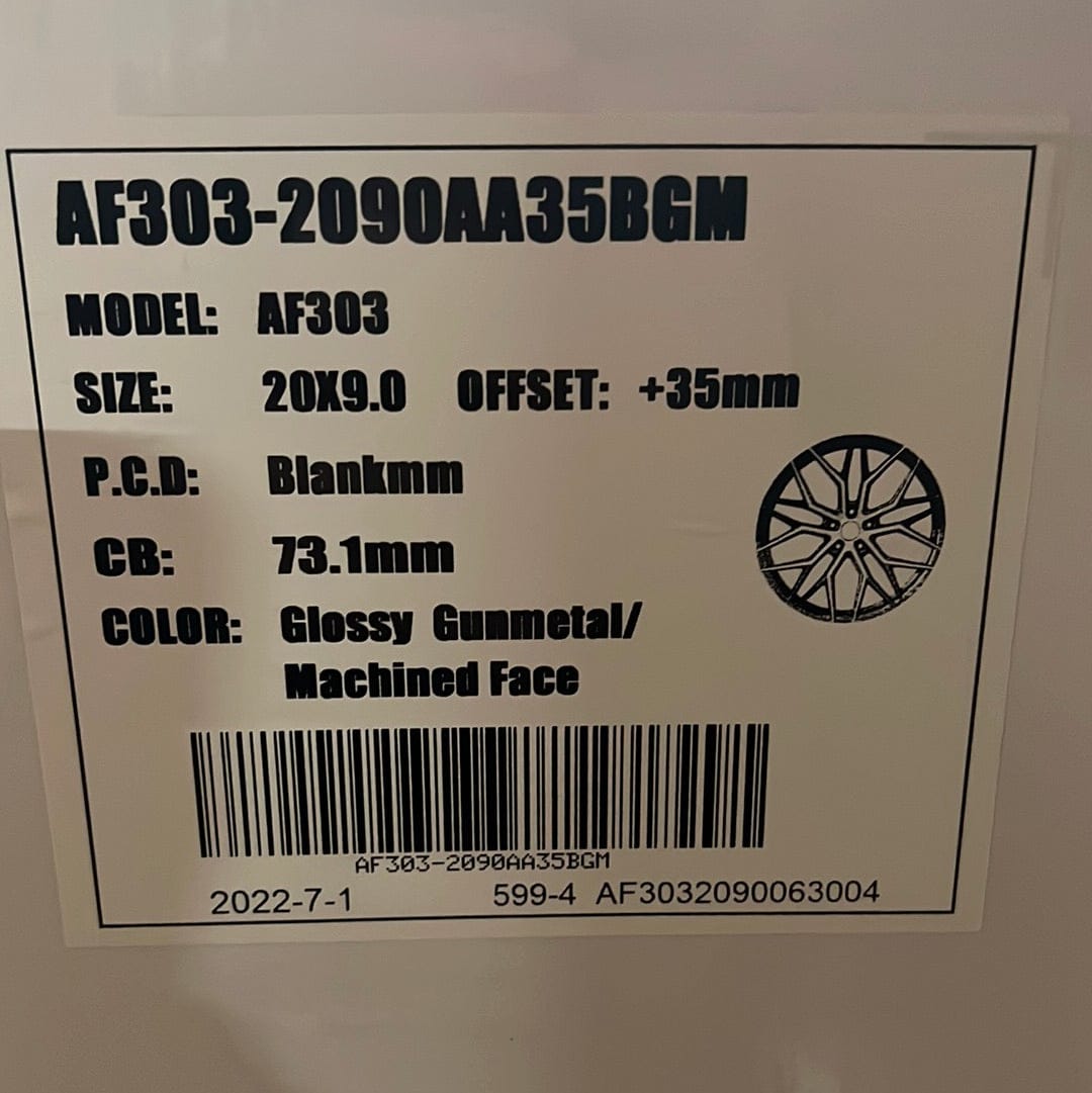 ALFINA AF303 20X9 BLANK GLOSS GUN METAL MACHINED FACE