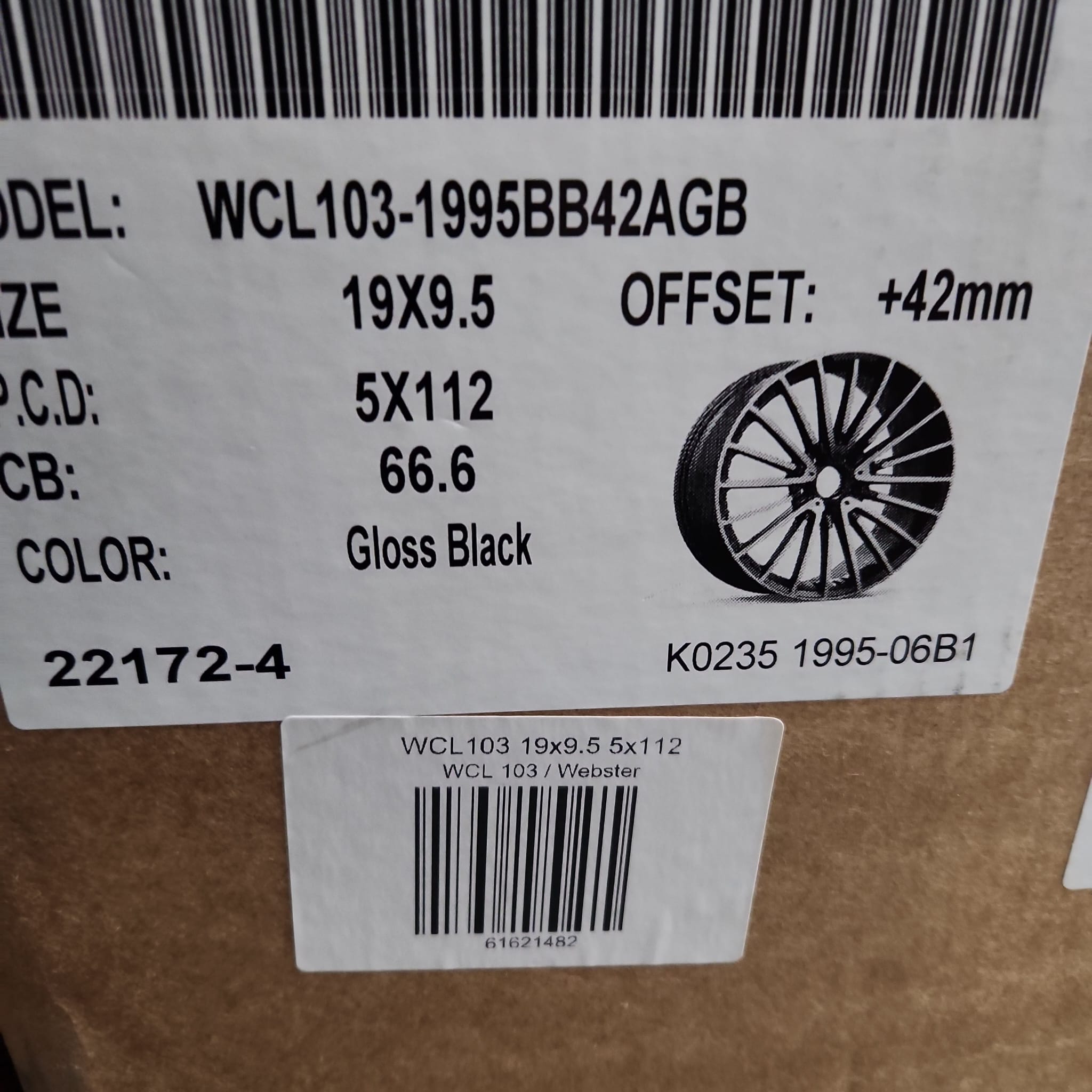 WCL103 0235  WHEELS 19x9.5 5x112 GLOSS BLACK