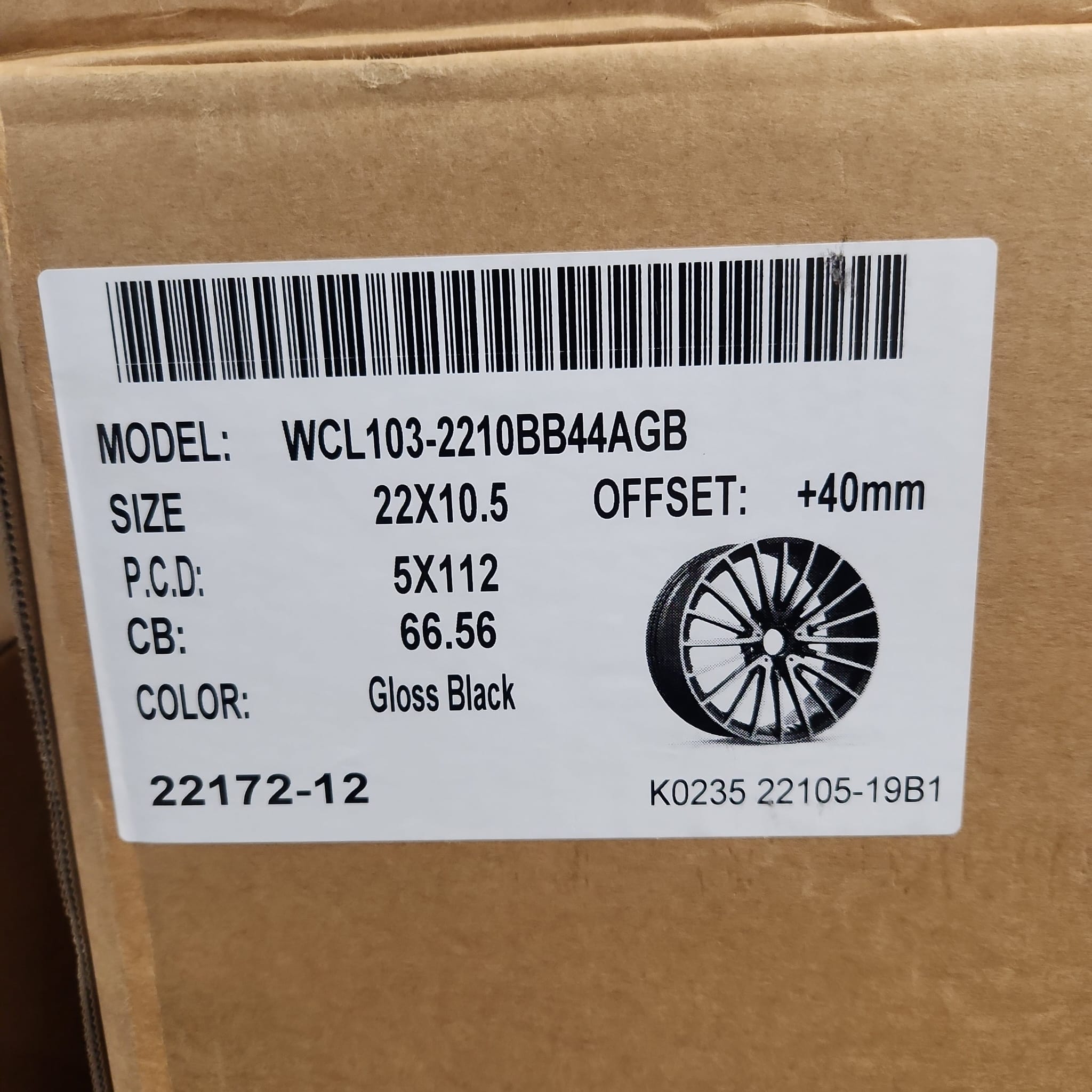 WCL103 WHEELS 22x10.5  5x112 GLOSS BLACK