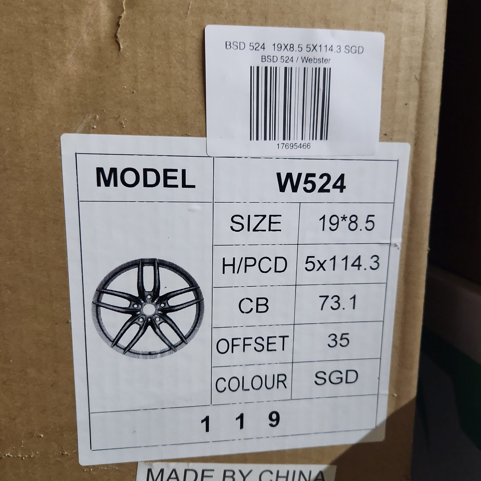 W524 19X8.5 5X114.3 SGD