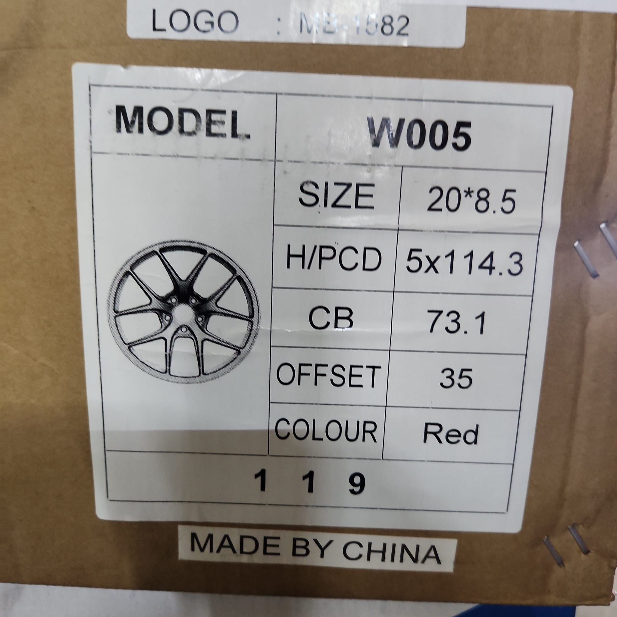 W005  20X8.5 5X114.3 RED