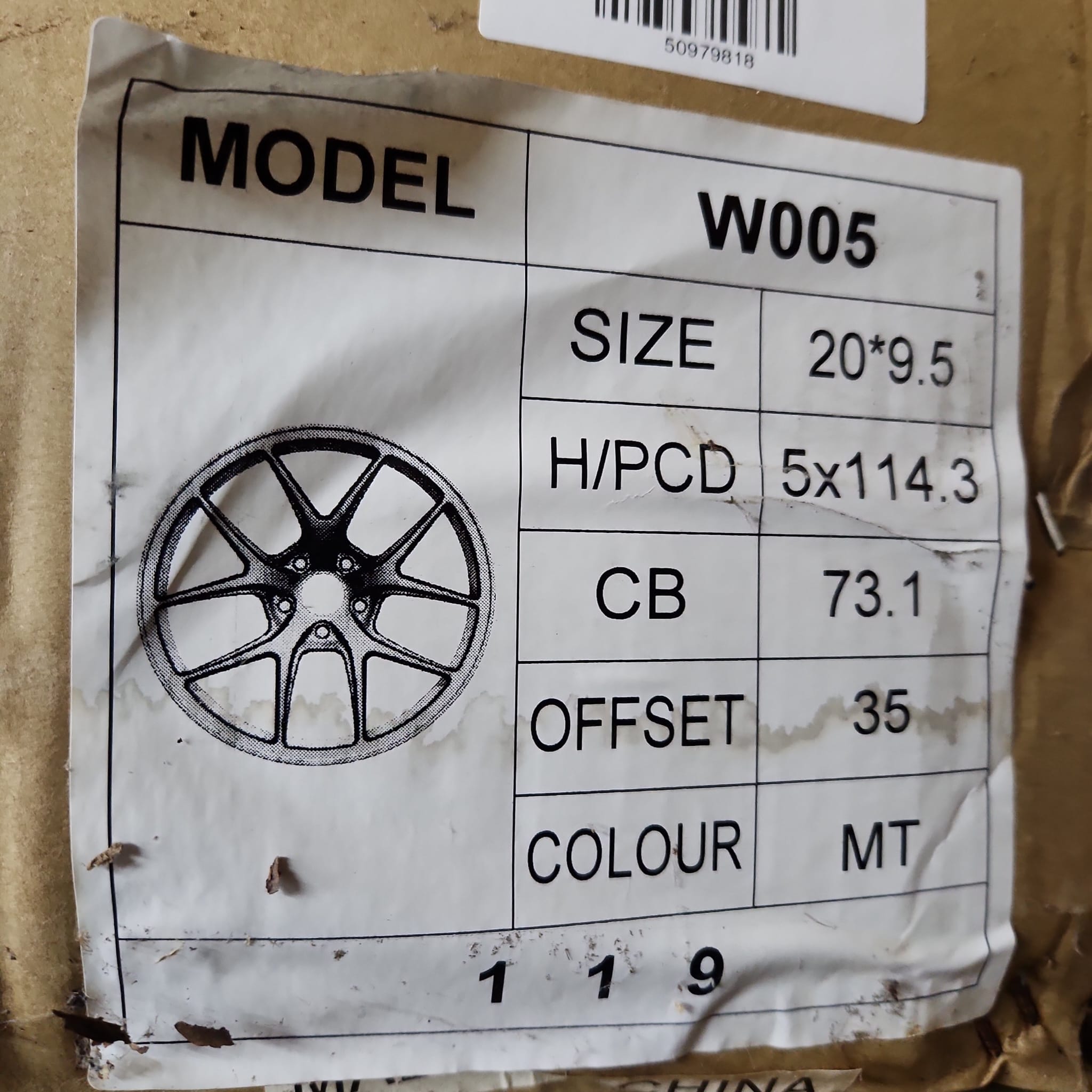 W005 MT 20X9.5 5X114.3