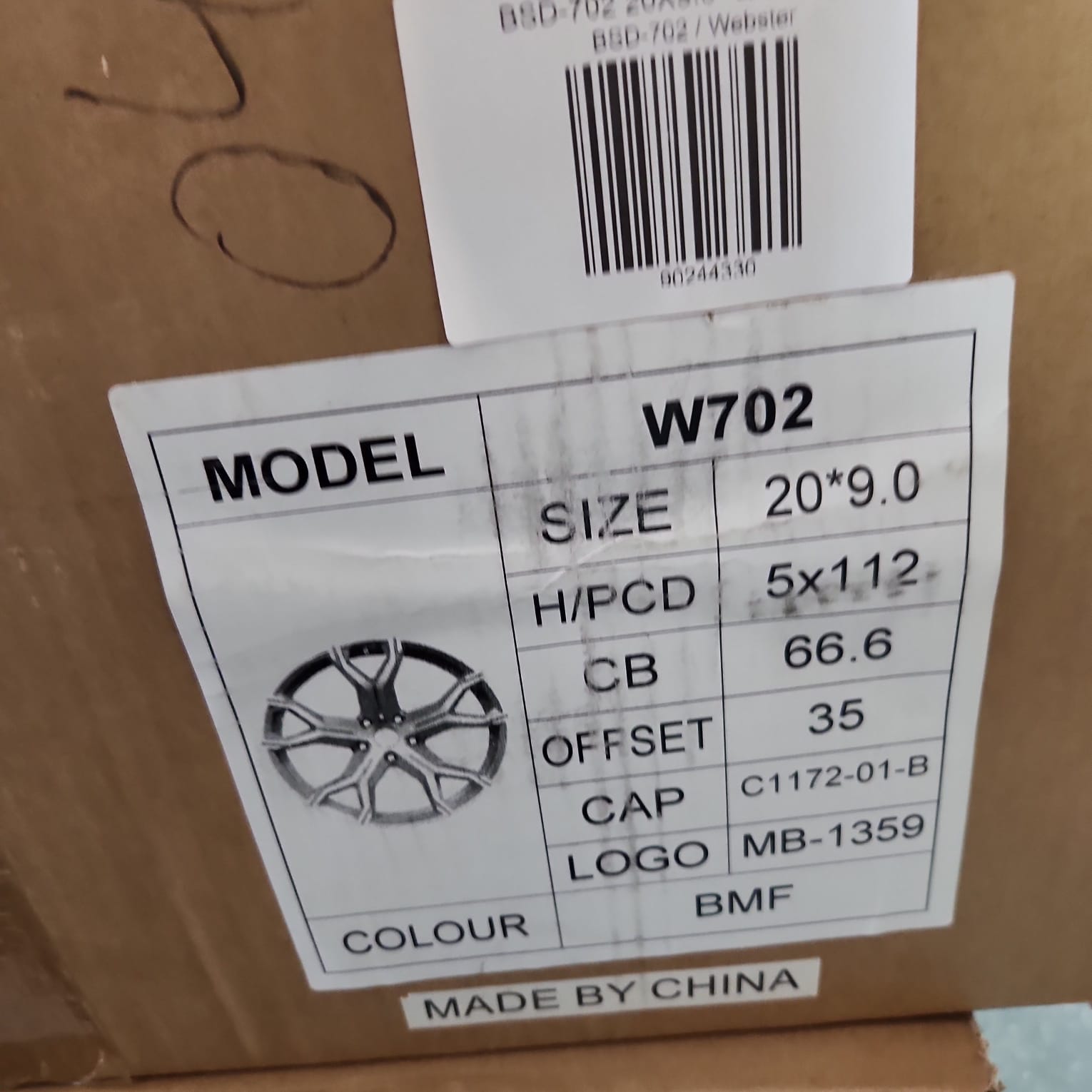 W702 20X9.0  5X112 BLACK MACHINE