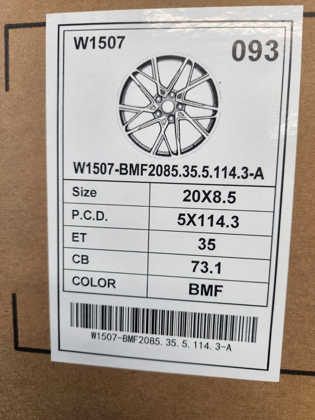 W1507 20x8.5 5x114.3 BLACK MACHINE FACE