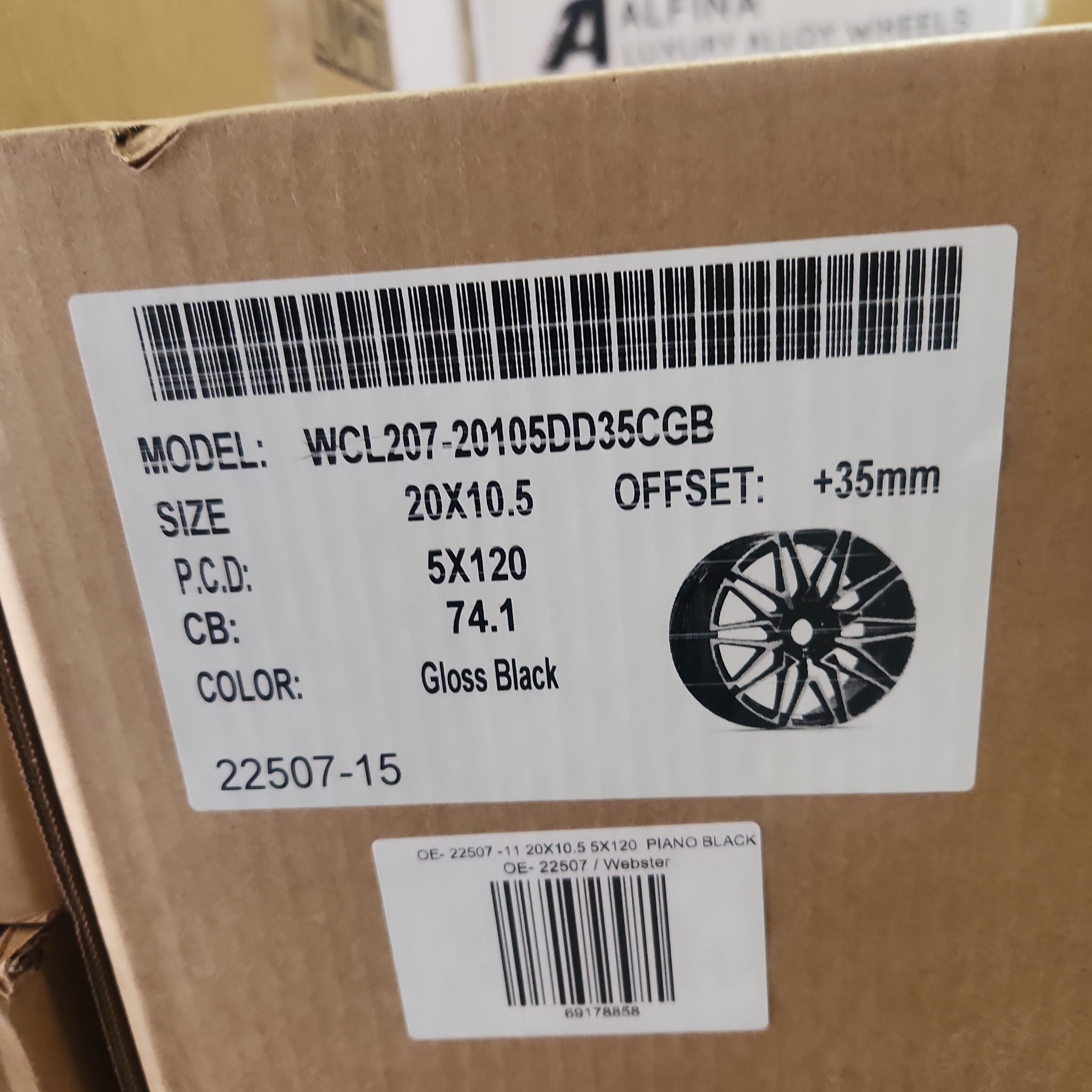 OE- 22507 -11 20X10.5 5X120  PIANO BLACK