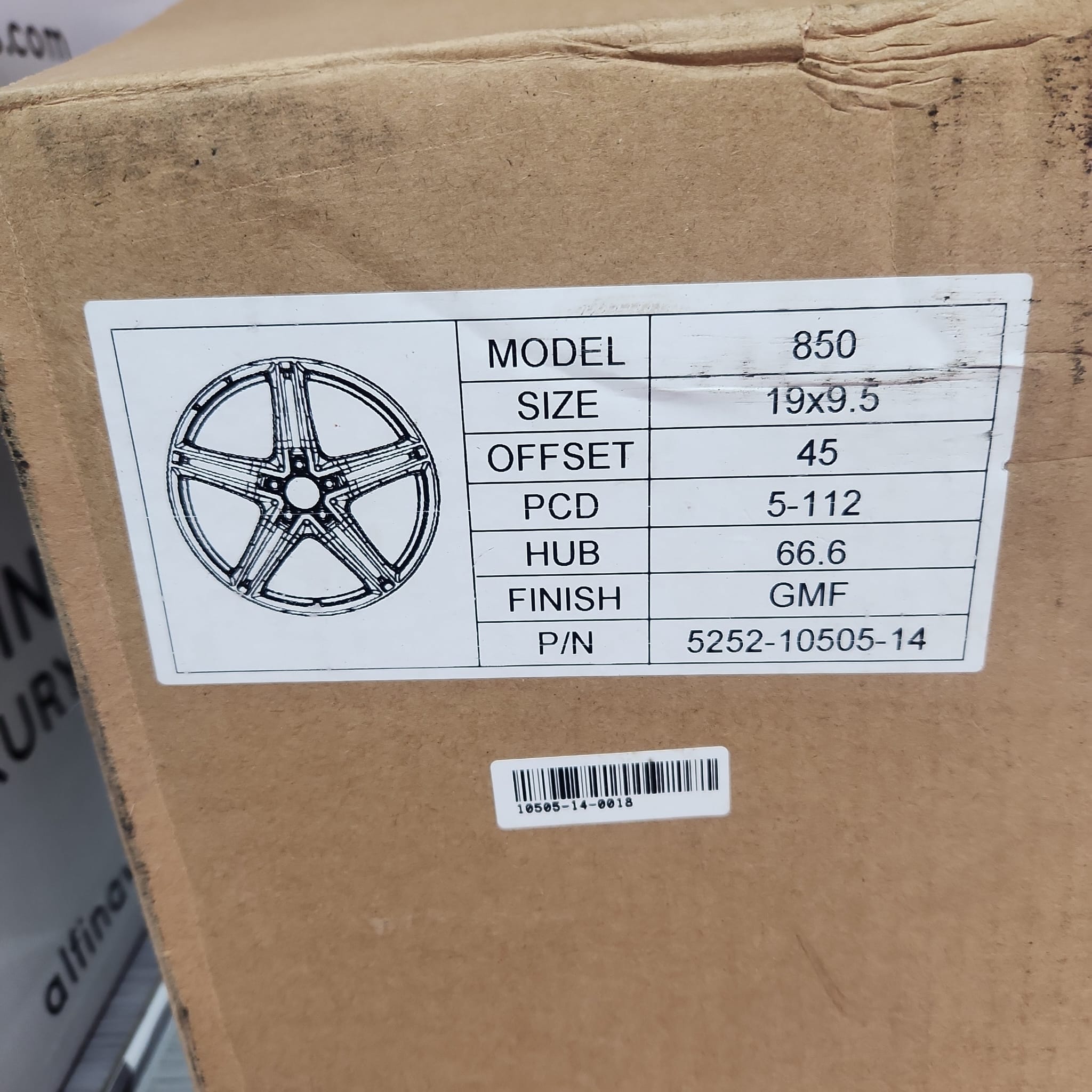 850 WHEELS 19X9.5 5X112 GUN METAL MACHINED FACE
