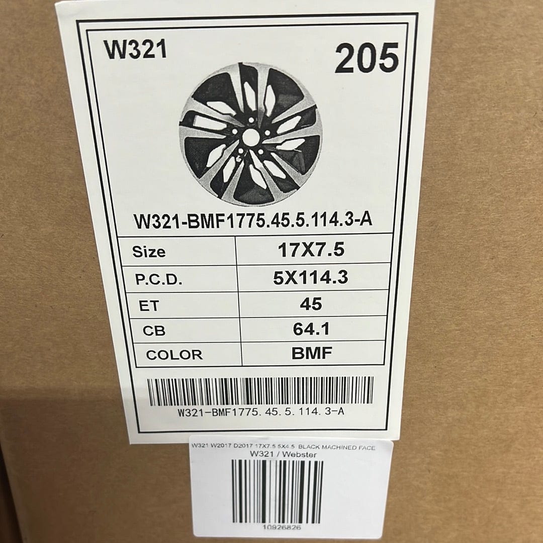 HD W321 W2017 D2017 17X7.5 5X4.5  BLACK MACHINED FACE