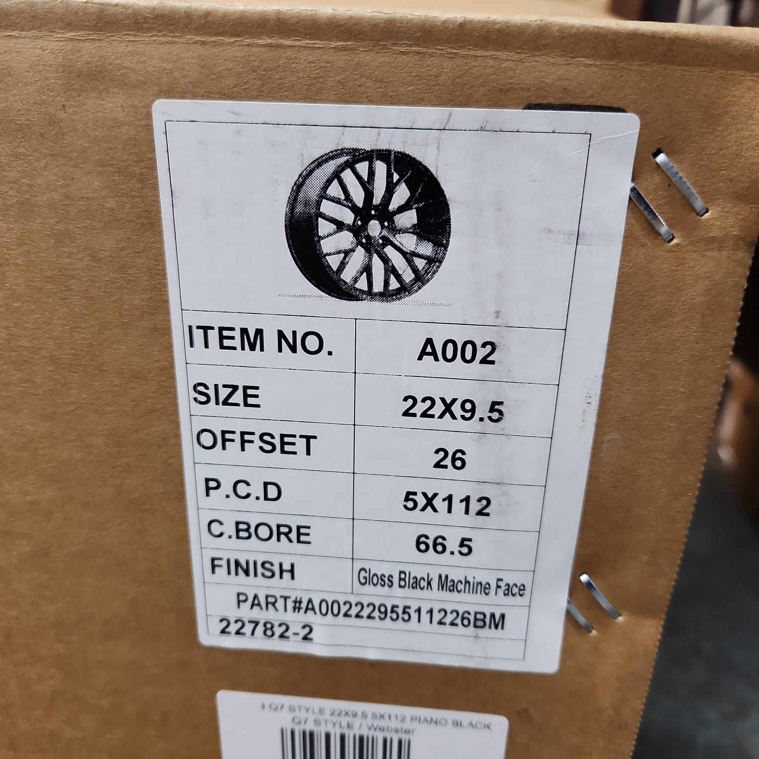 OE 0174 Q7 STYLE 22X9.5 5X112  BLACK MACHINED FACE