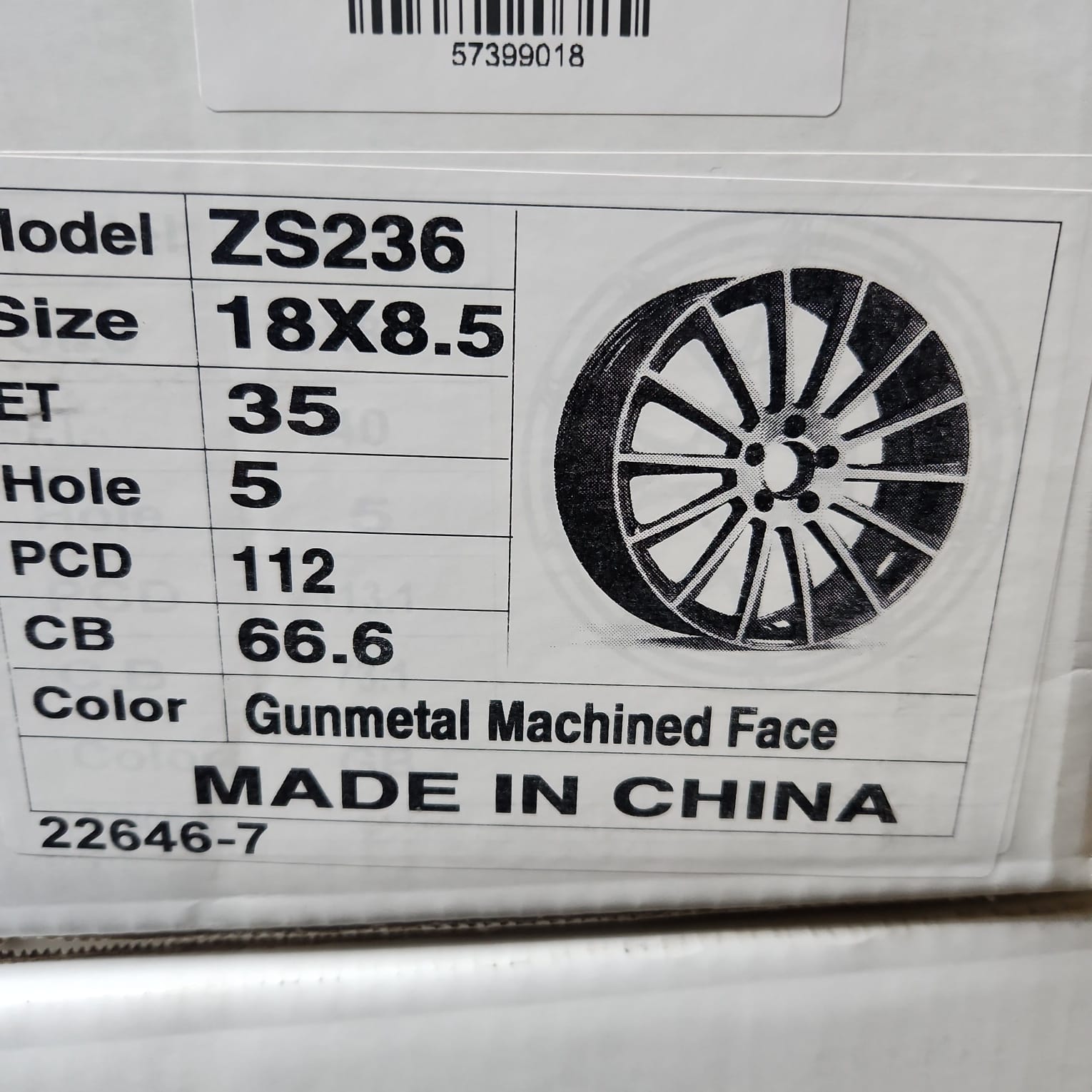 0E-0236 22646-8 WHEELS 18x8.5 5x112 GUN METAL MACHINED FACE