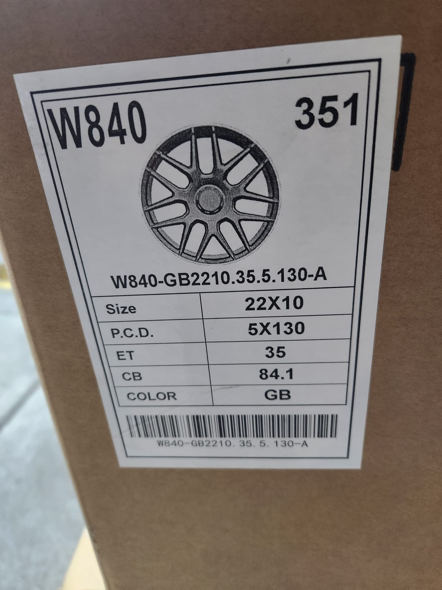 W840 WHEELS 22x10 5x130 GLOSS BLACK