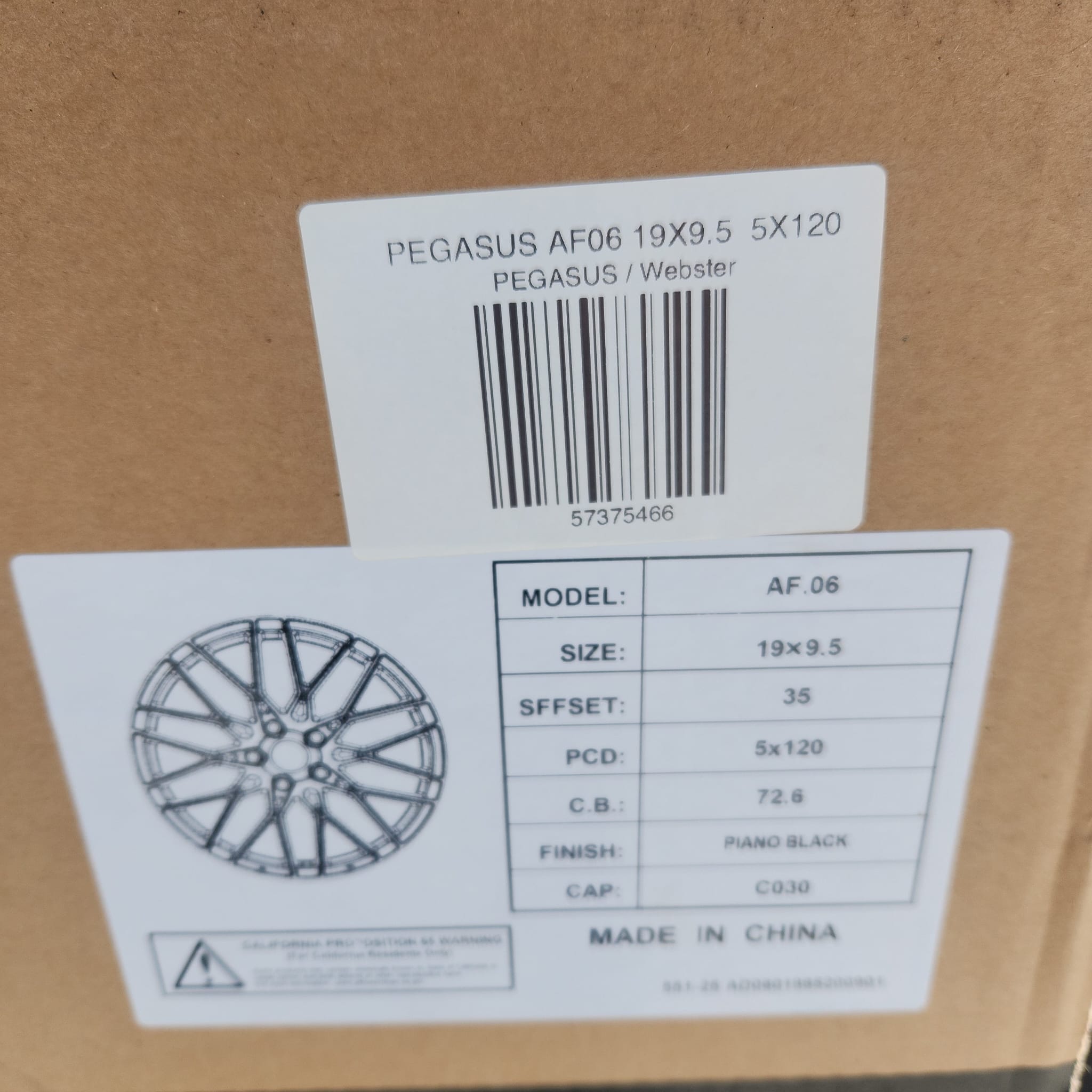 PEGASUS AF06 19x9.5 5x120 GLOSS BLACK