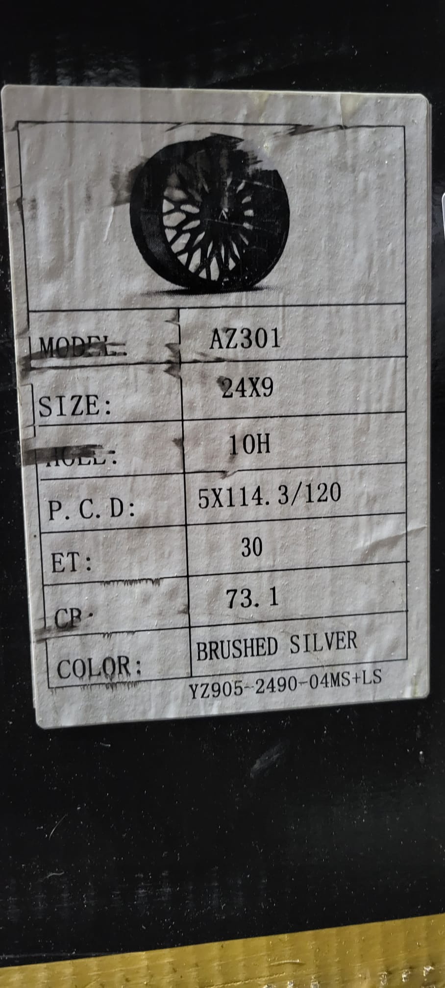 AZAD AZ301 24X9.0 5x120- 5x114.3 BRUSHED SILVER