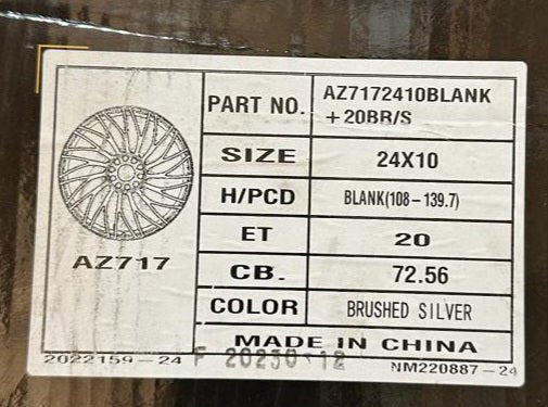 AZ71 24X10 5X130 BRUSHED SILVER
