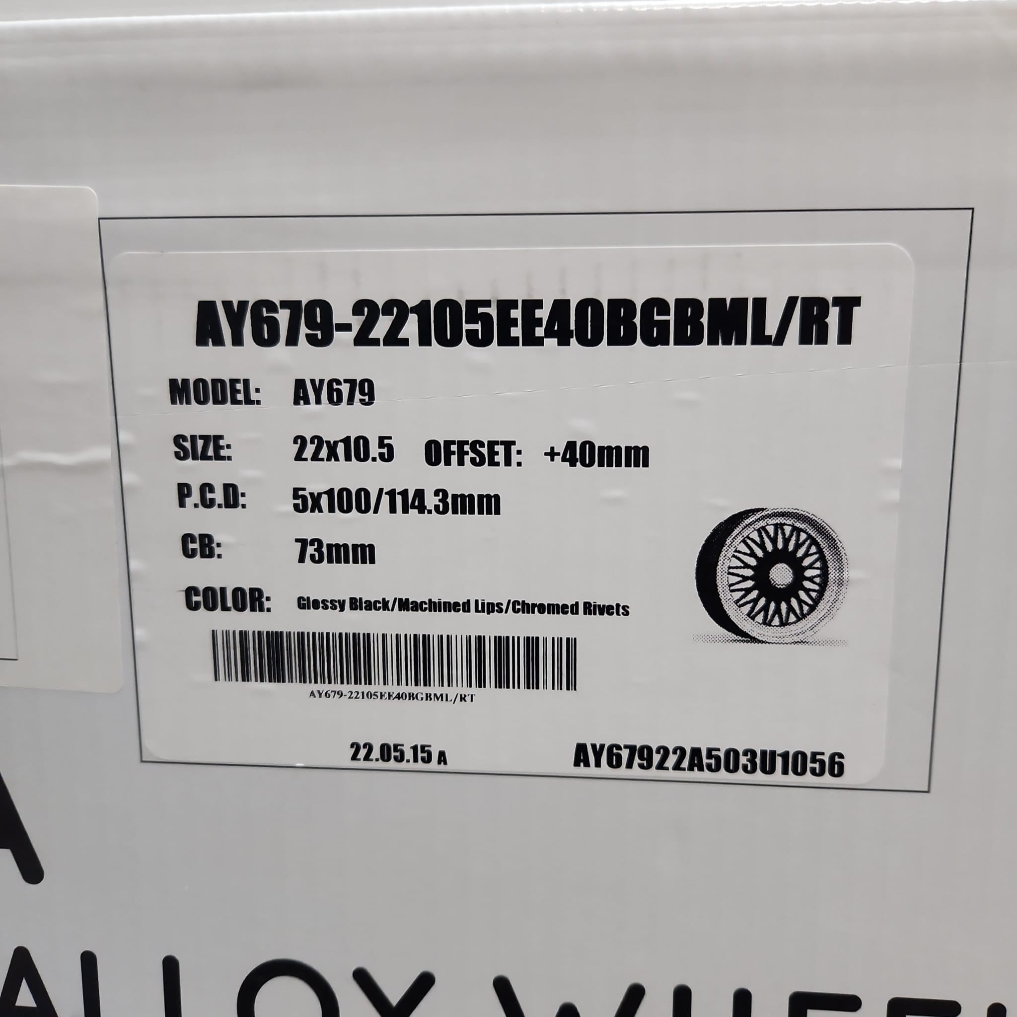 ALFINA  AY679 22x10.5 5X100/ 5X114.3 GLOSS BLACK MACHIN FACE