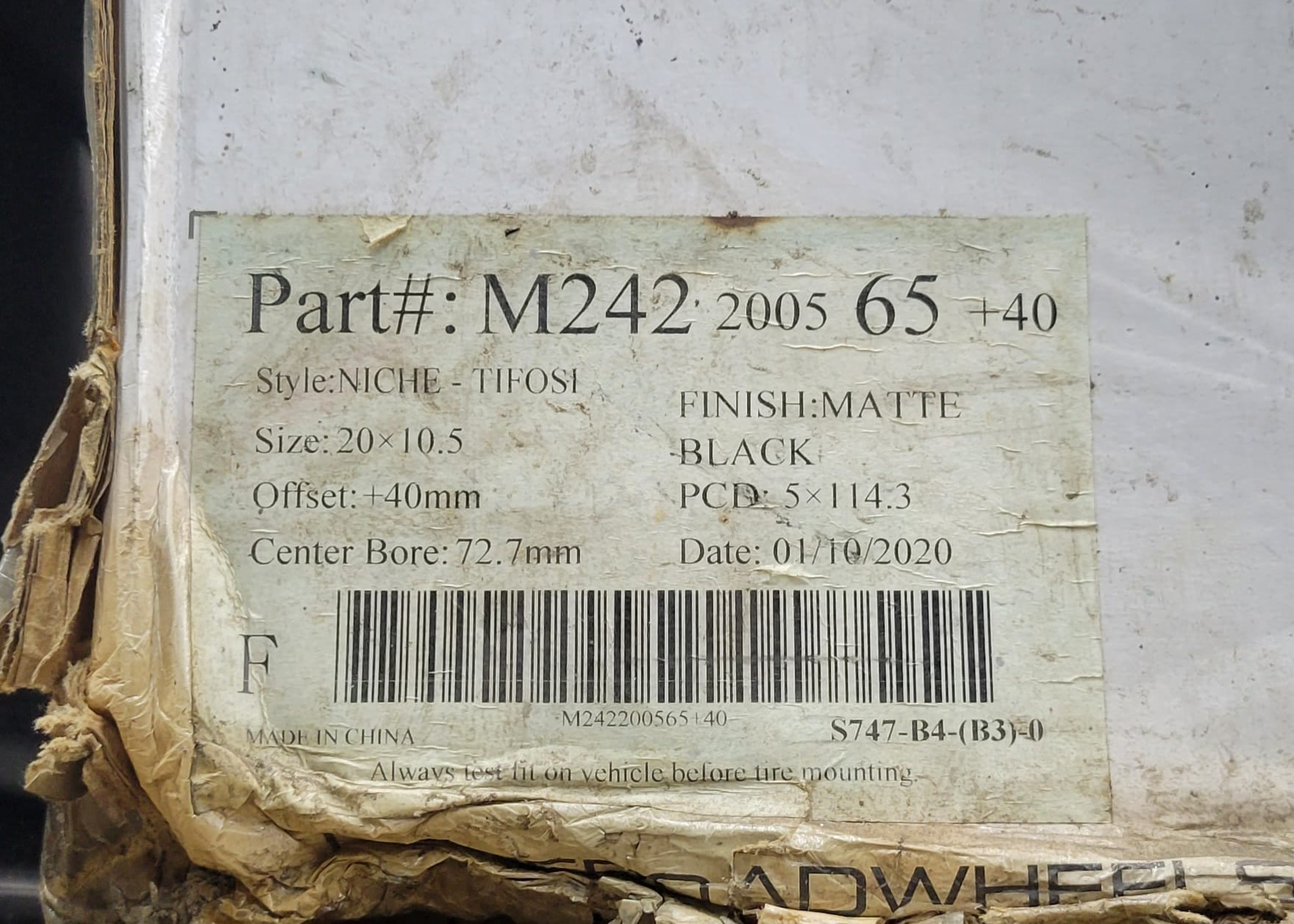 NICHE M242 20X10.5 5X114.3  MATTE BLACK
