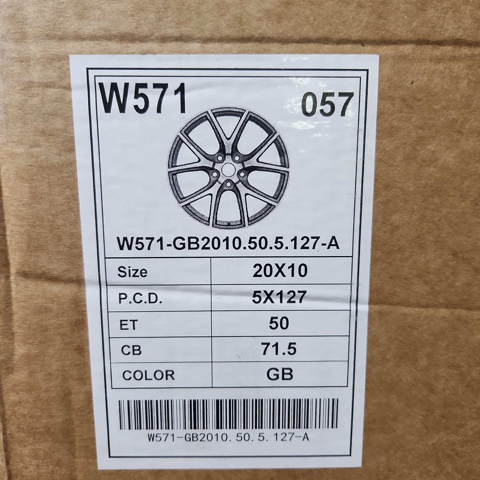 W571 WHEELS 20x10 5X127 GLOSS BLACK
