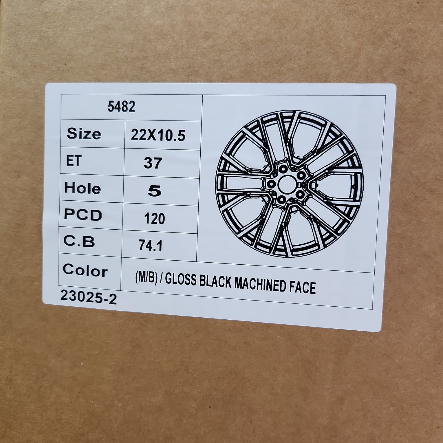 5482 RB91 22X10.5 5X120 BLACK MACHINED FACE
