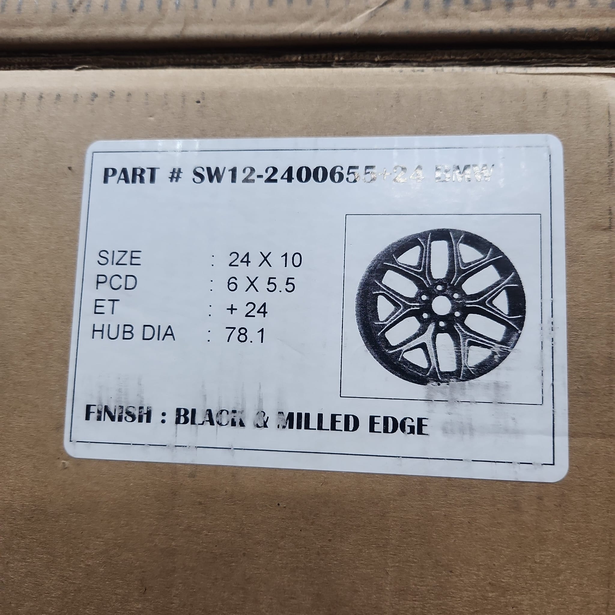 SW12 24x10 6x5.5 BLACK & MILLED EDGE