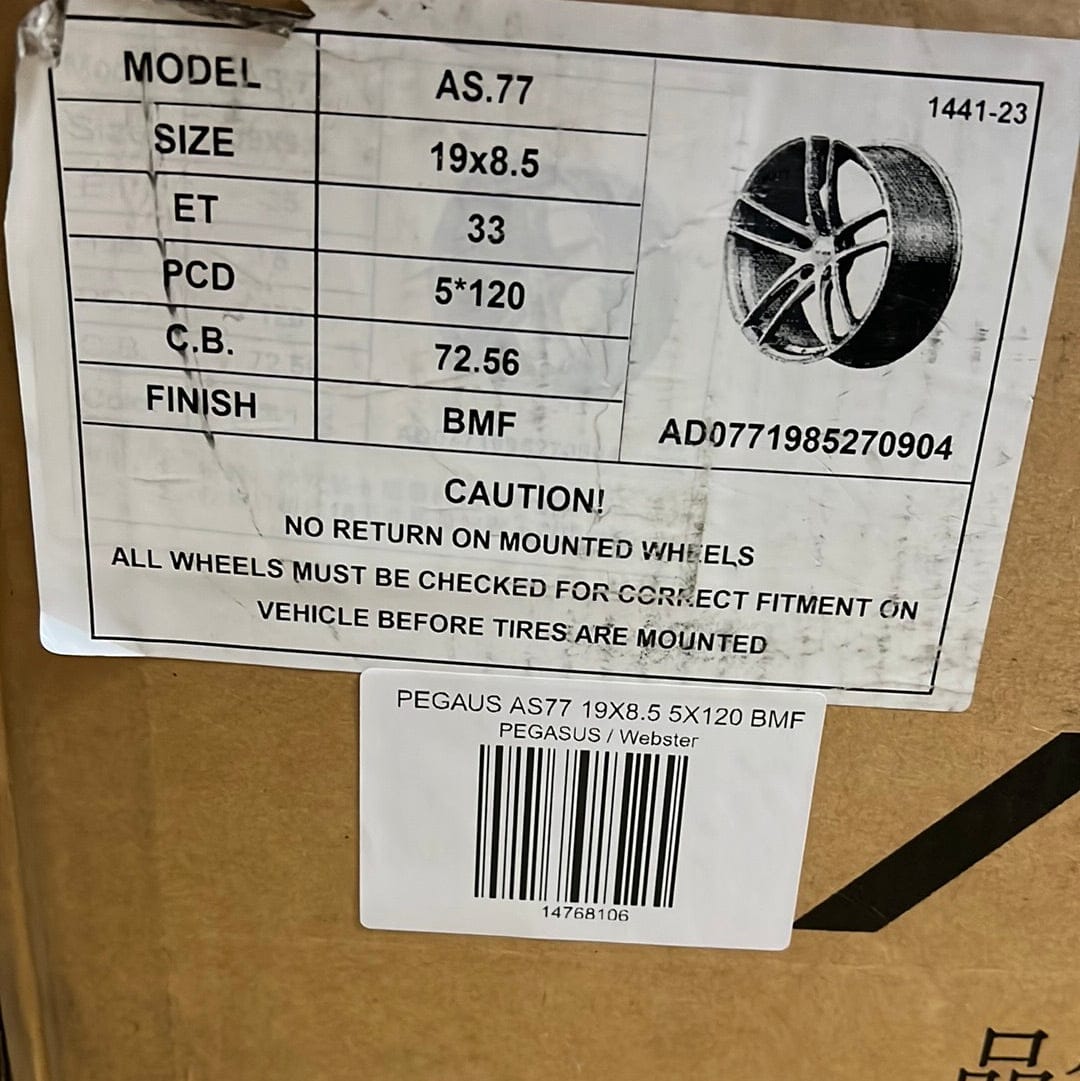 PEGAUS AS77 19X8.5 5X120  BLACK MACHINE FACE