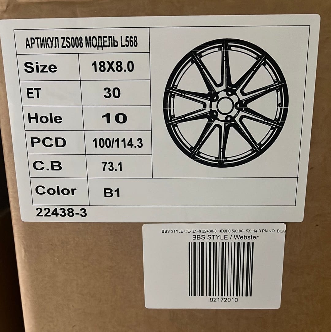 OE-WHEELS ZS-8 22438-3 18X8.0 5X100- 5X114.3 PIANO  BLACK