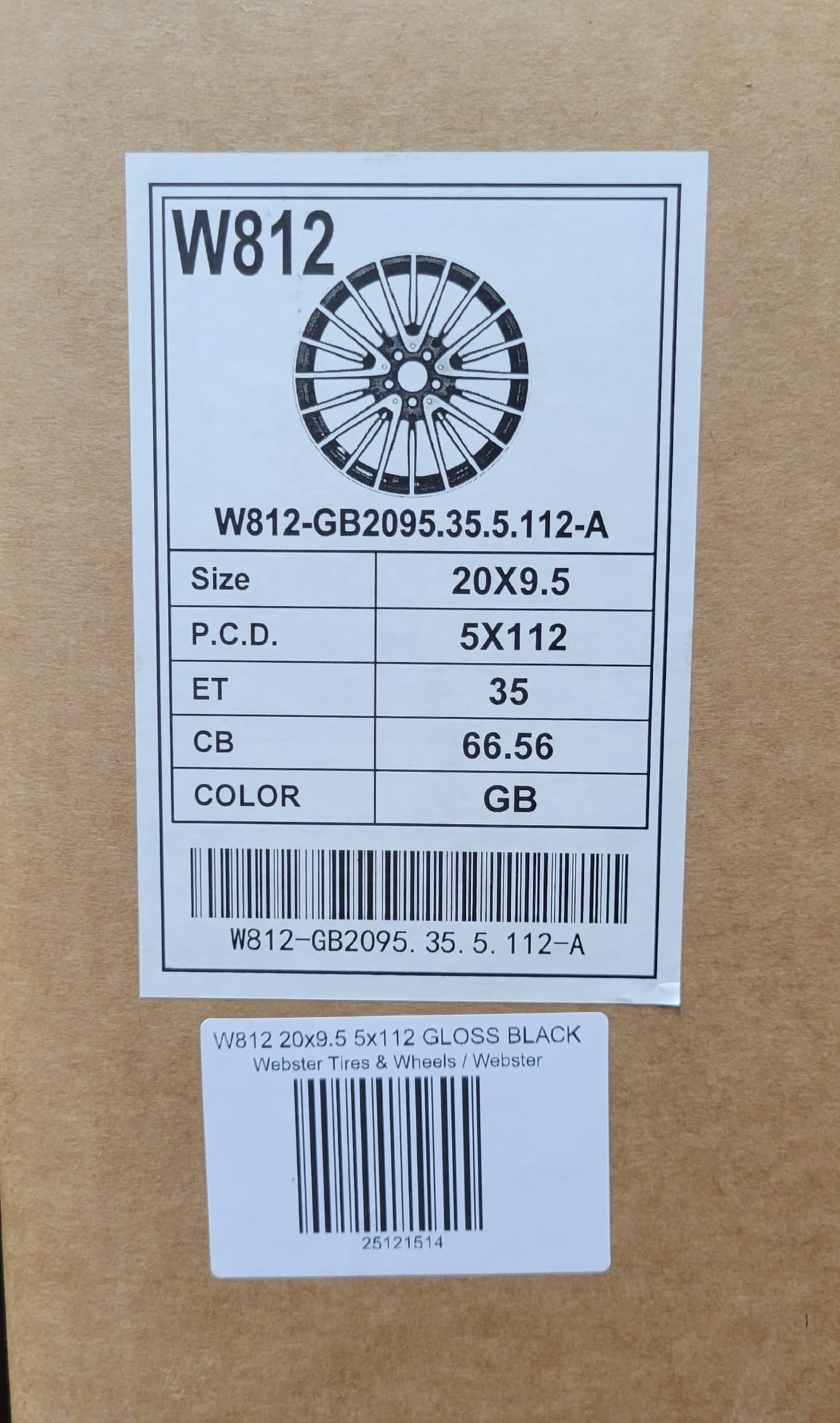 W812 20x9.5 5x112 GLOSS BLACK