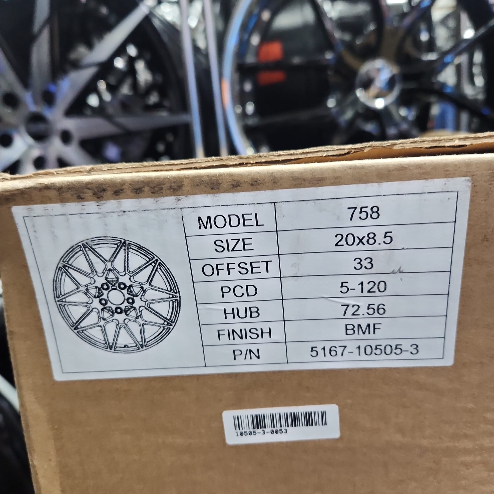 758 WHEELS 20X8.5 5X120 BLACK MACHINE FACE