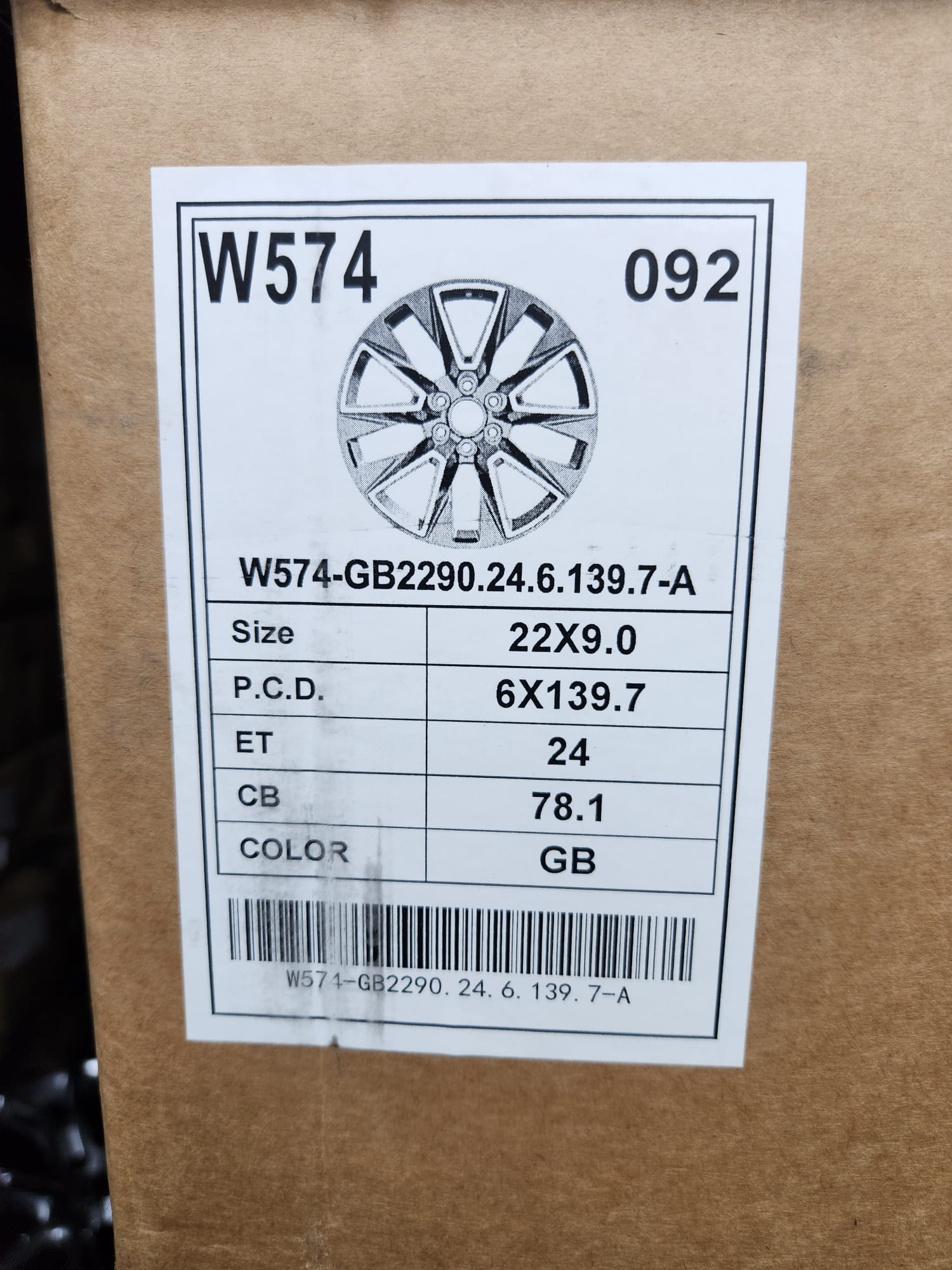 W574 22X9.0 6X139.7 GLOSS BLACK