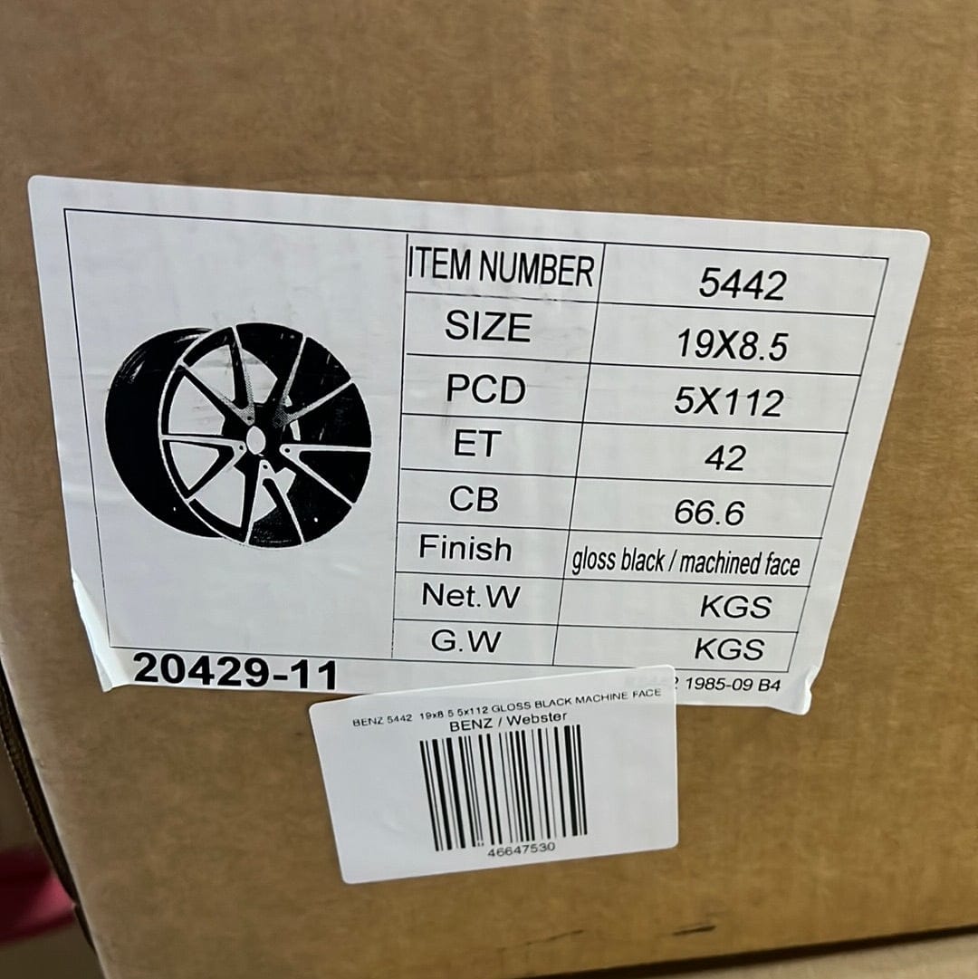 WHEELS 5442  19x8.5 5x112 GLOSS BLACK MACHINED FACE