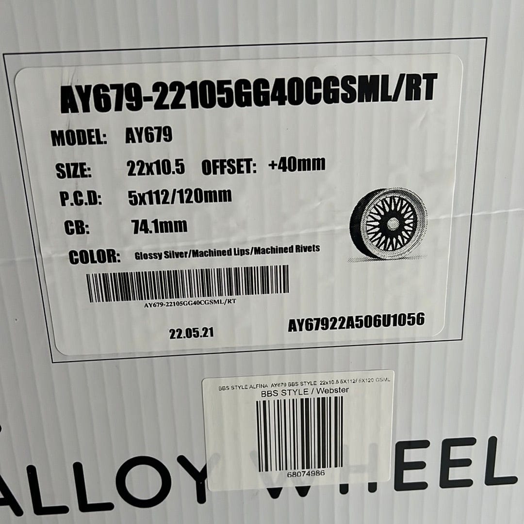 ALFINA  AY679 22x10.5 5X100 5X114.3 SILVER