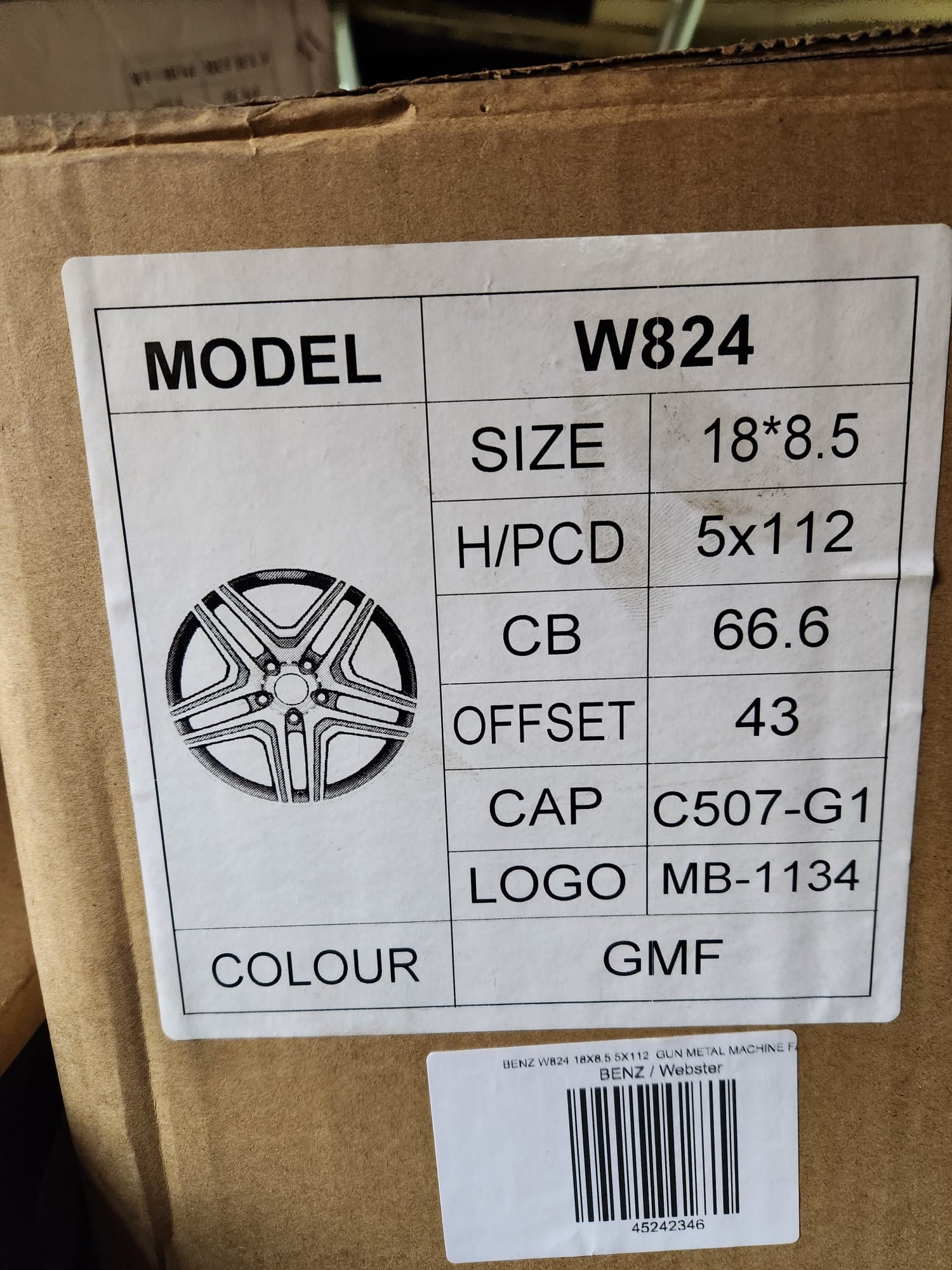 WHEELS W824 18X8.5 5X112  GUN METAL MACHINE FACE