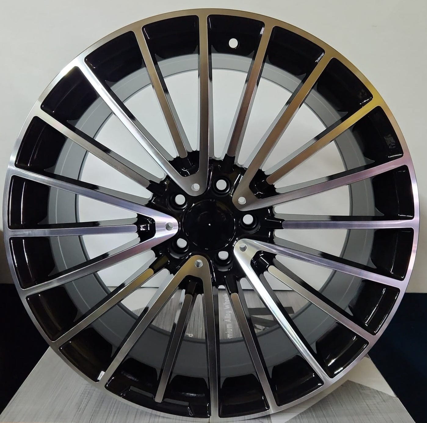 W812 19X8.5 5X112 BLACK MACHINED FACE