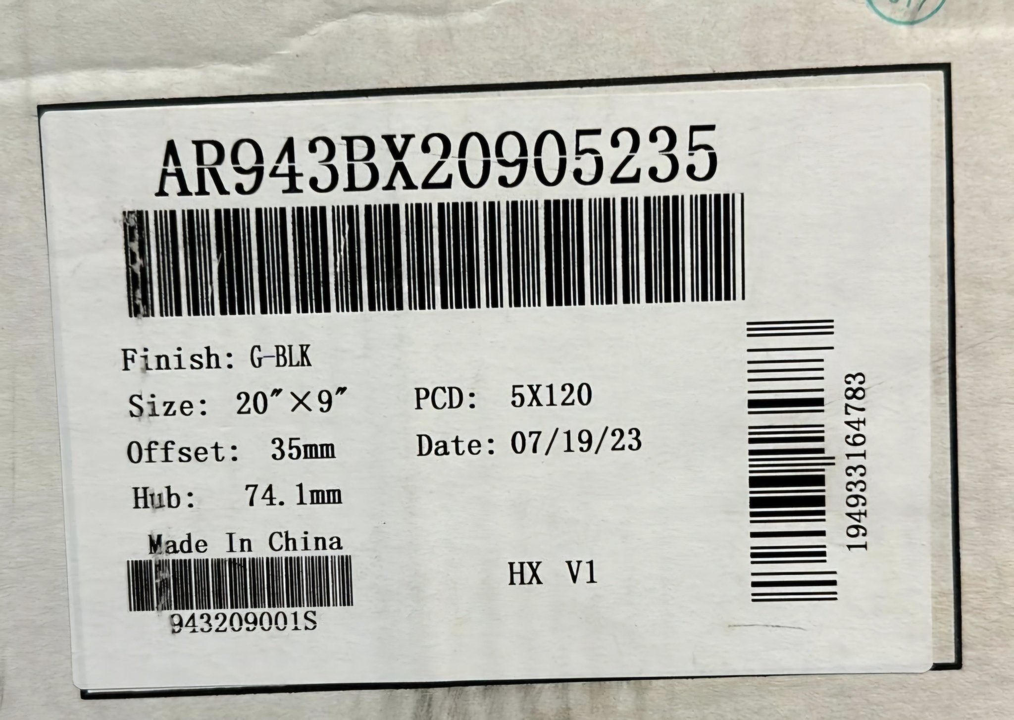 AR943 20X9 5X120 GLOSS BLACK
