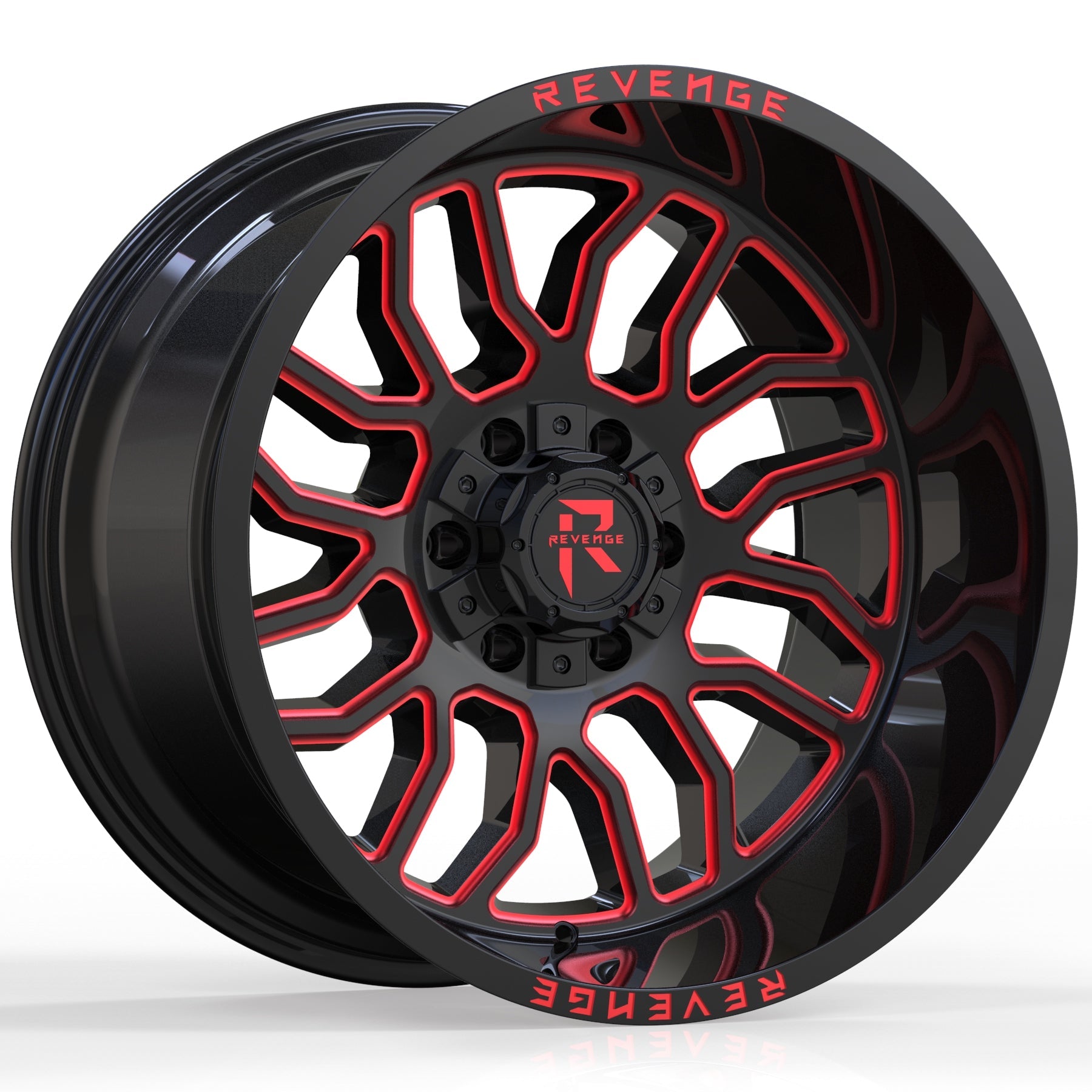 REVENGE RV-205 20X10 5X127 / 5X139.7 BLACK AND RED  MILLED