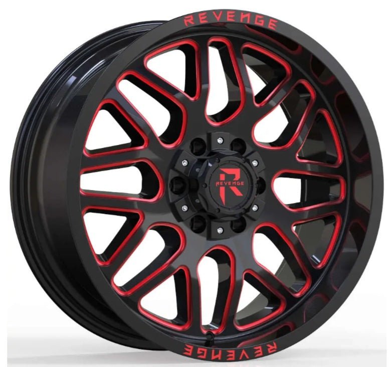 REVENGE RV-206 20X10 5X127 5X139.7 BLACK AND RED MILLED