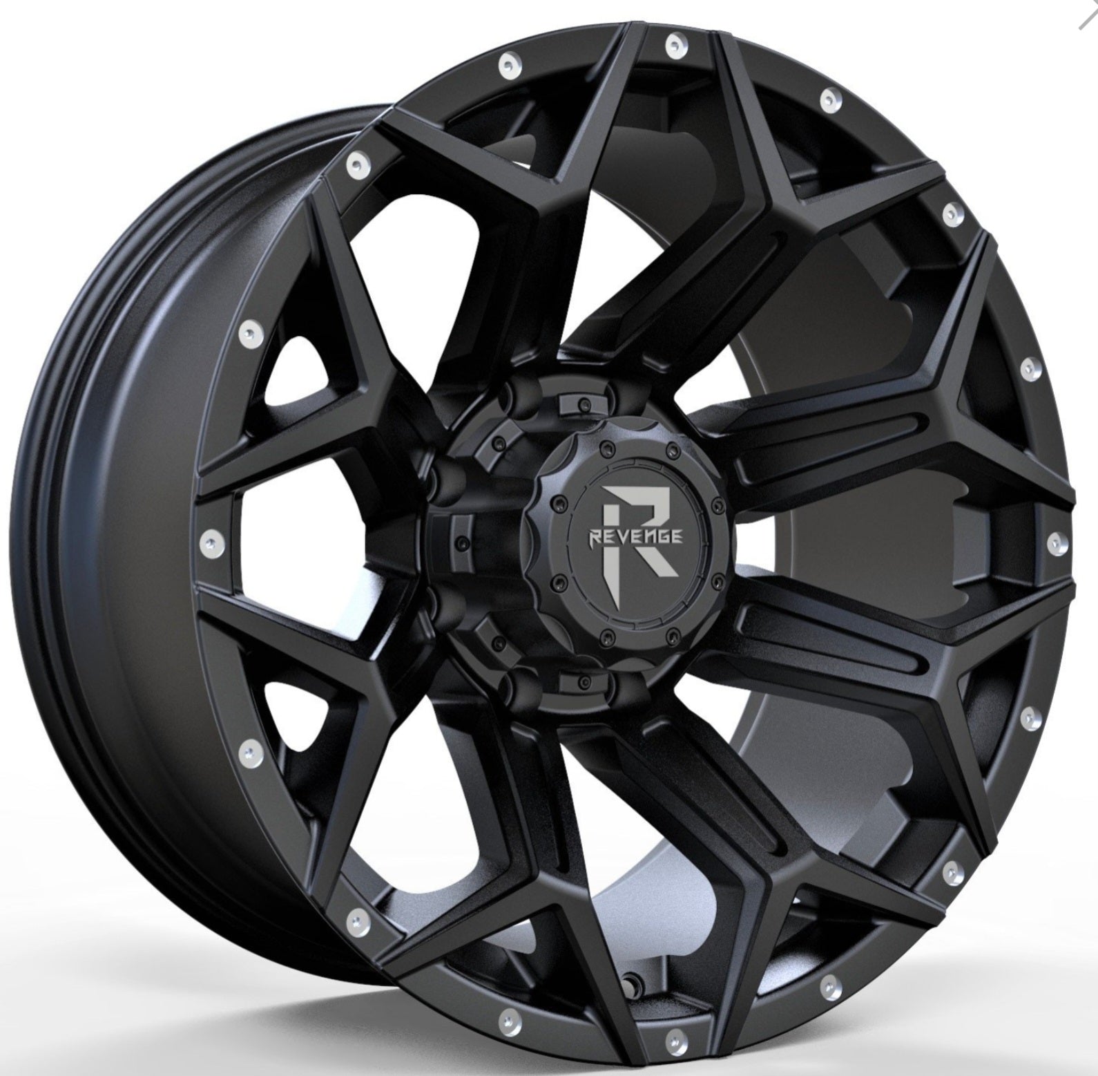 REVENGE RV-202 20X10 5X127 5X139.7 SATIN BLACK WITH DOTS