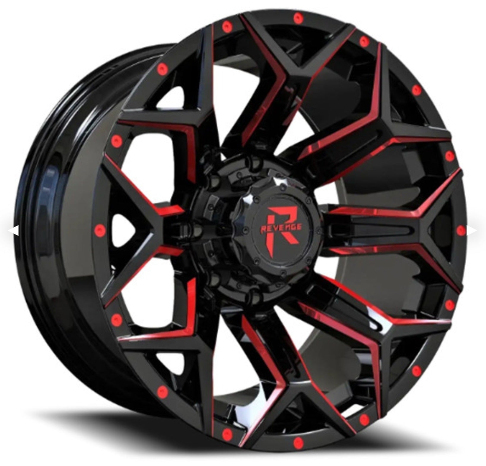 REVENGE RV-202  20X9.0 8X180 BLACK AND RED MILLED