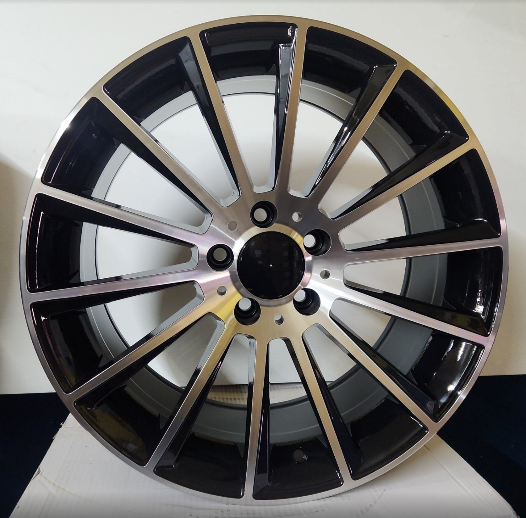 W813 19x8.5 5x112 BLACK MACHINED FACE