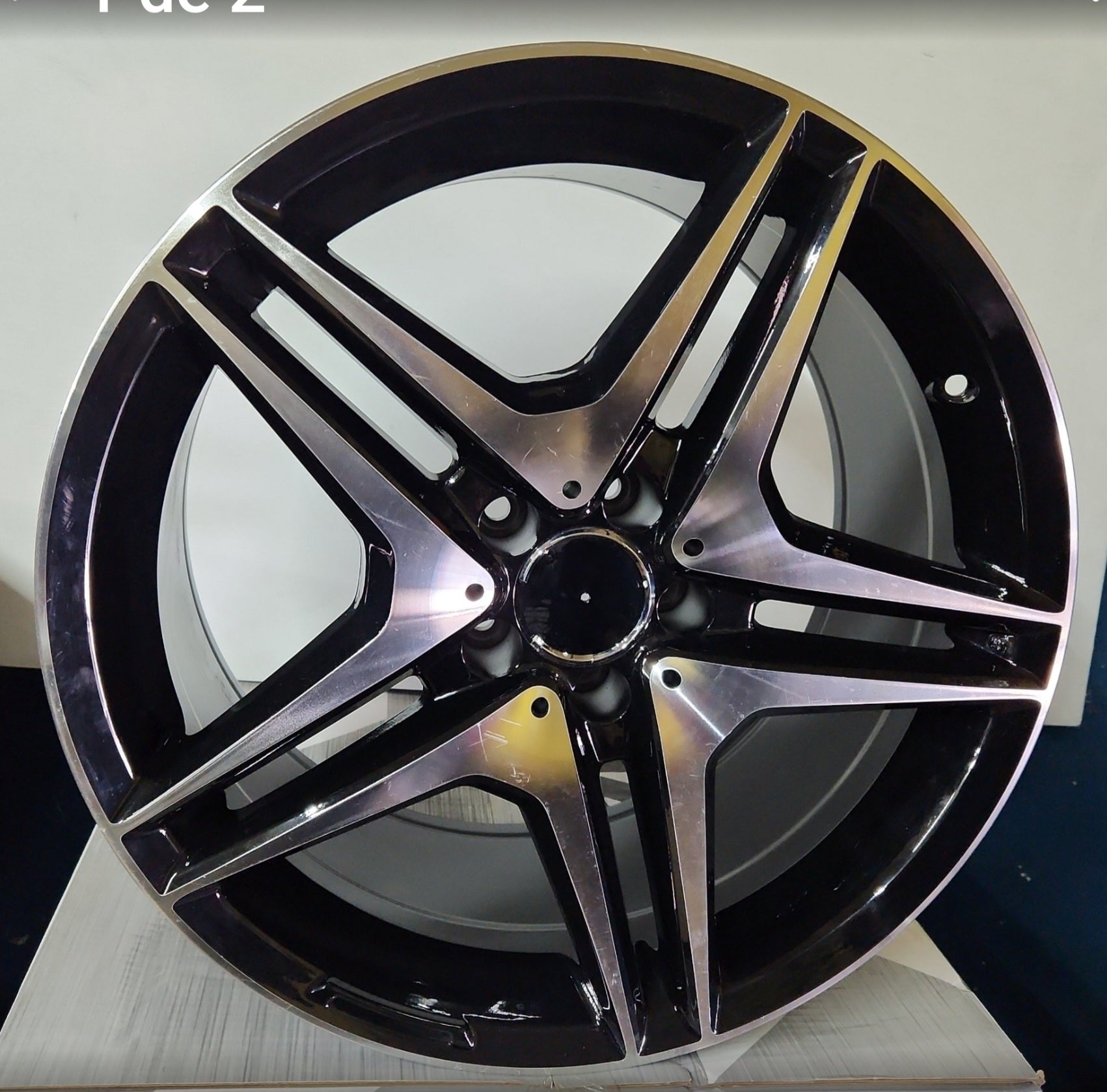 W828 19X8.5 5X112 BLACK MACHINE FACE