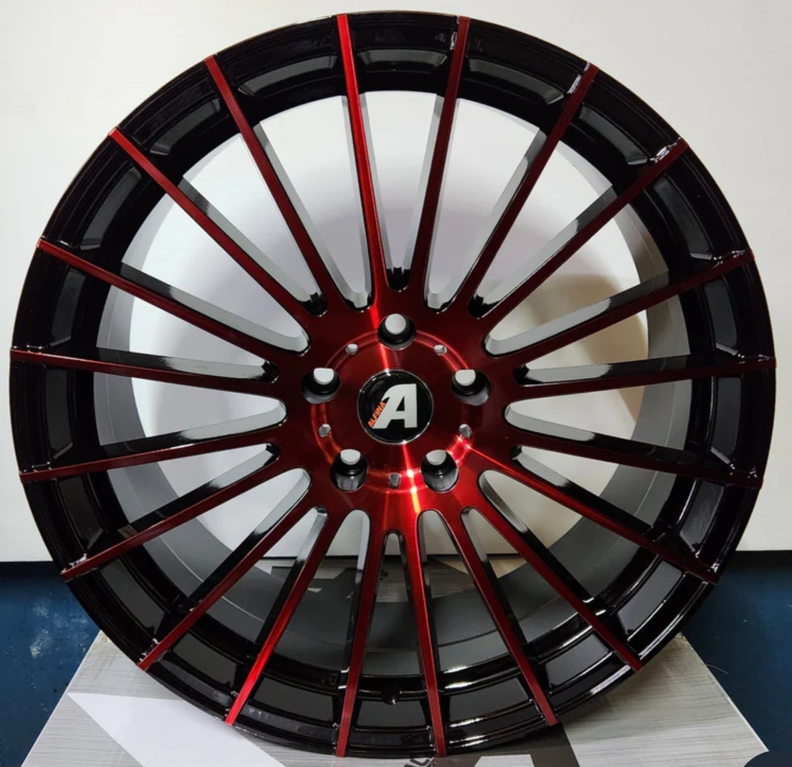 ALFINA AF305 20X8.5 5X120 GLOSS BLACK MACHINED RED TINT