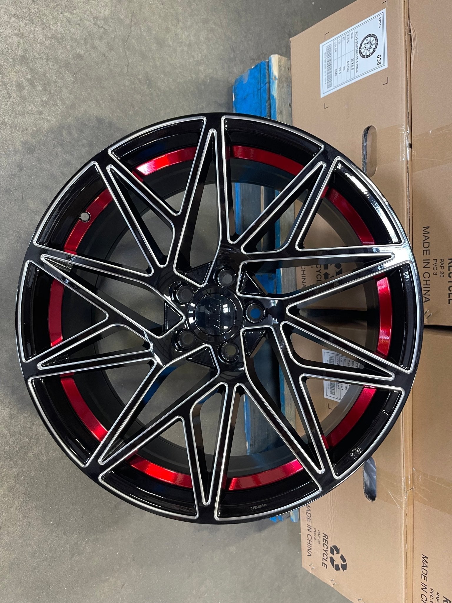 W1505 1632 Black Milled Red Window 20x8.5 ET35 5x114.3 CB73.1