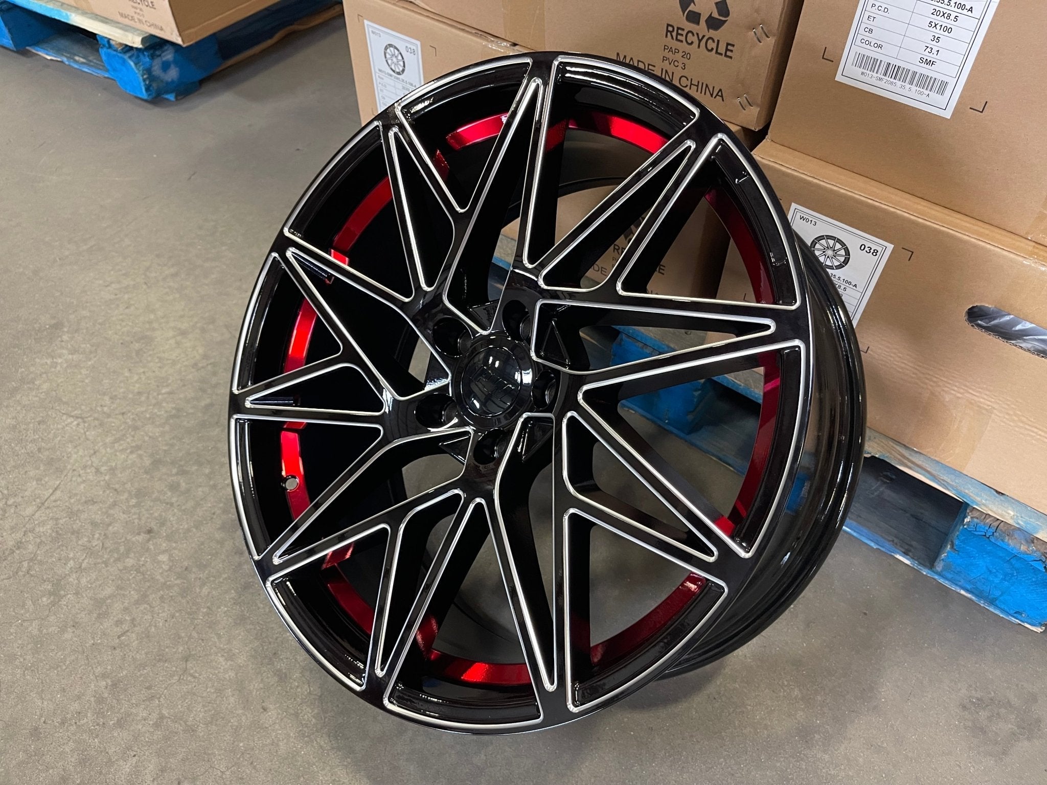 W1505 1632 Black Milled Red Window 20x8.5 ET35 5x114.3 CB73.1