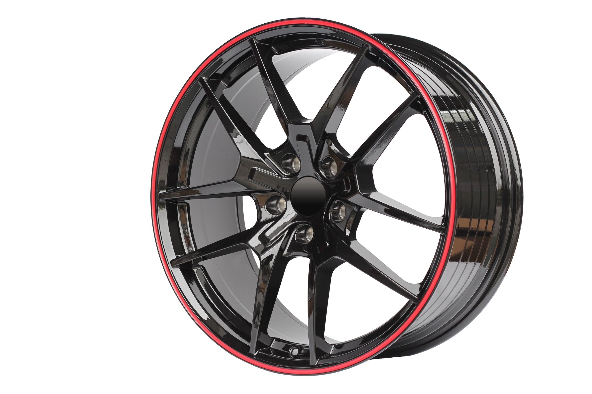 W301 XY31 Gloss Black Red Lip 18x8.5 ET35 5x114.3 CB73.1 Flow Forged 20LBS