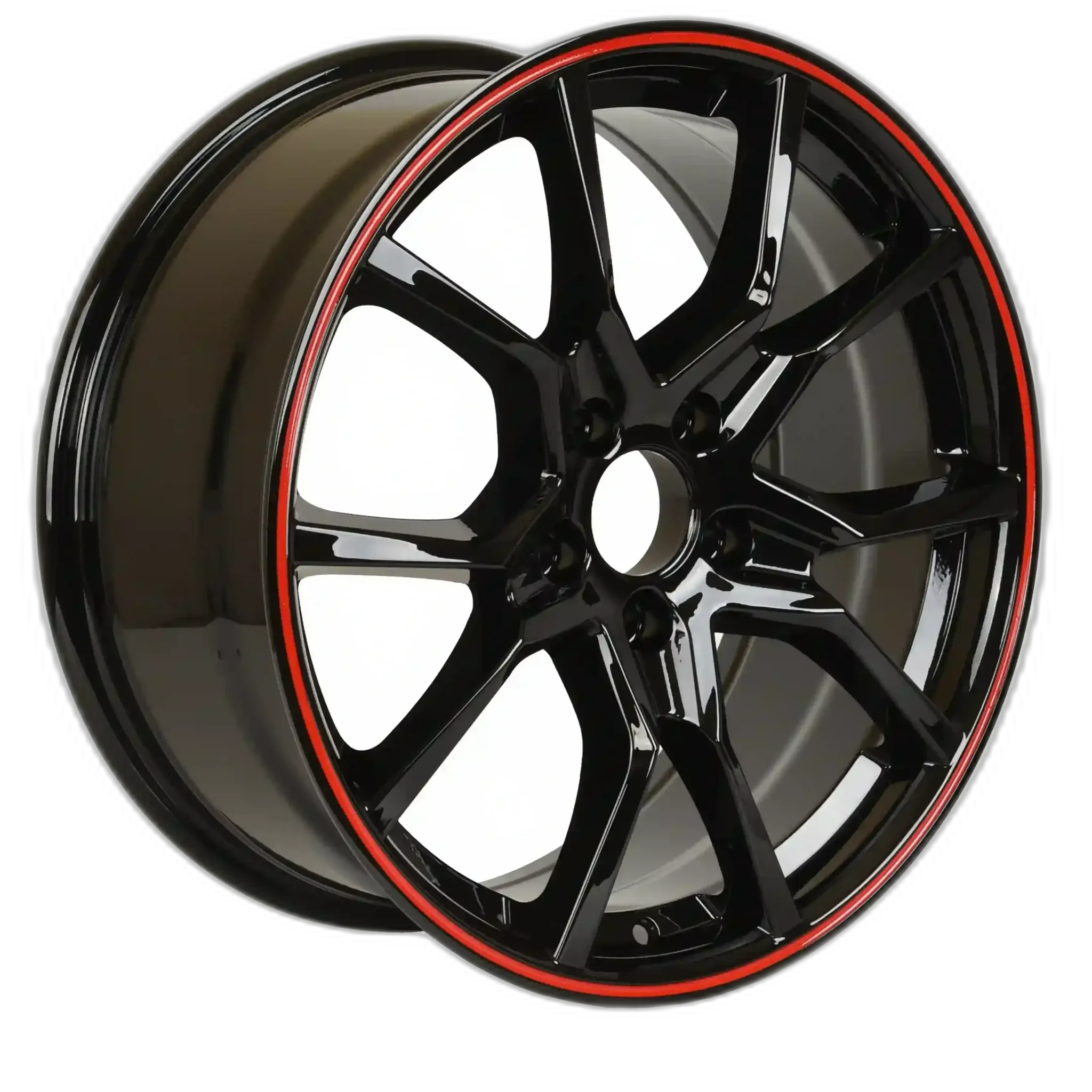 W314 18x8.0 5x114.3 BLACK WITH RED LIP